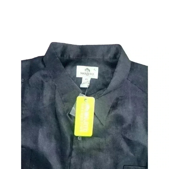 NWT Mojito 100% Linen Short Sleeve Black Button Down Size 8X XXXXXXXXL - Picture 5 of 6